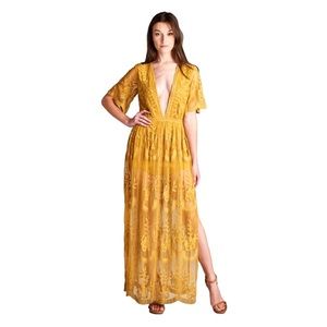 Long Lace Embroidered Maxi Dress